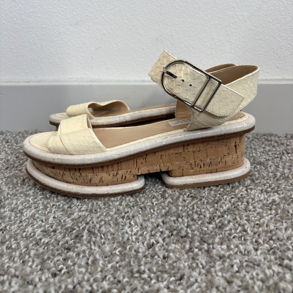 Gabriela Hearst Bradley Cork Effect White Leather Platform Sandals Women Size 35